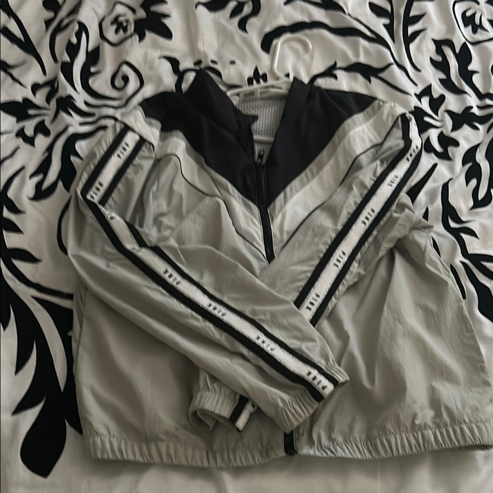 PINK Victoria's Secret Black and Gray Bomber Jacket with Stand-Up Collar